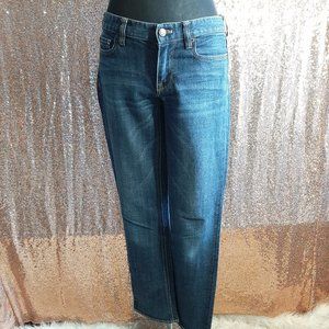 J. Crew Women's Matchstick Stretch Blue Dark Wash Mid Rise Jeans Size 27R